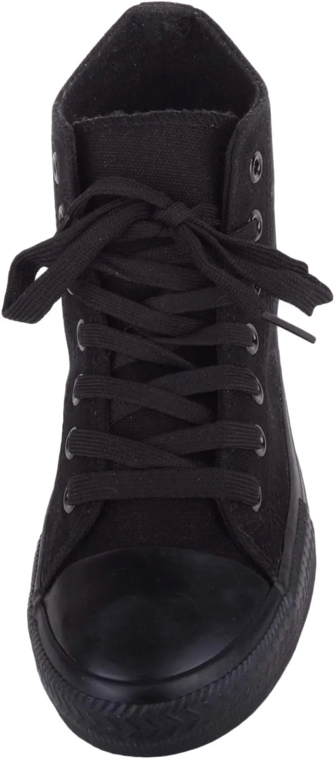 Kids/Childrens Slip On High Top Lace Up Canvas Pumps Trainers Shoes with Matching Sole