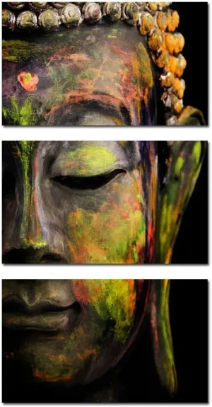 KREATIVE ARTS - Modern Buddha Head Portrait Painting Printed On Canvas Religion Wall Art Triptych Canvas Painting Home Decoration Wall Murals Ready to Hang