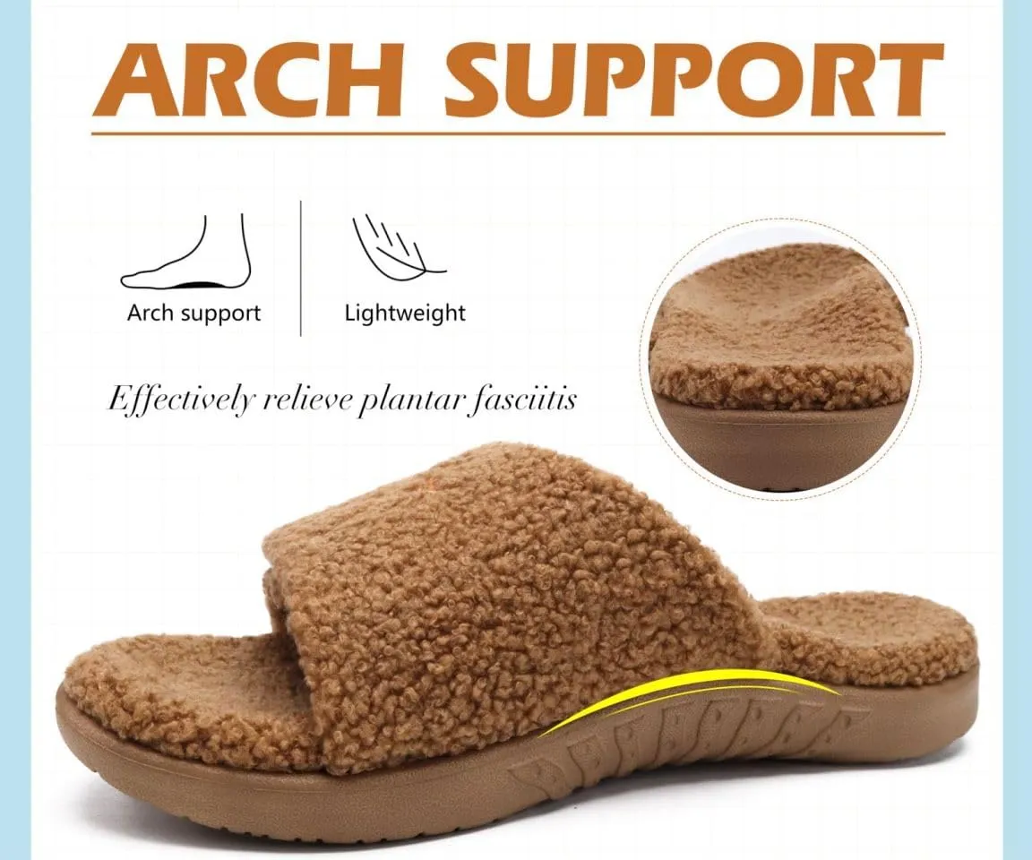 KuaiLu Mens Slides Soft Cushion Sport Sandals with Plantar Fasciitis Arch Support Adjustable Open Toe Summer Slippers Slip on Indoor Outdoor Size 7-15
