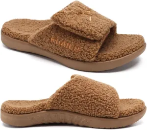 KuaiLu Mens Slides Soft Cushion Sport Sandals with Plantar Fasciitis Arch Support Adjustable Open Toe Summer Slippers Slip on Indoor Outdoor Size 7-15