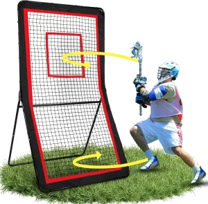 Lacrosse Rebounder,4x7/5x7ft Green/Red Volleyball Rebounder Net with 5 Adjust Angles,1 Carry Bag,Baseball Bounce Back Fix by 6 Ground Stake, Pitch Back for Lacrosse,Volleyball Training