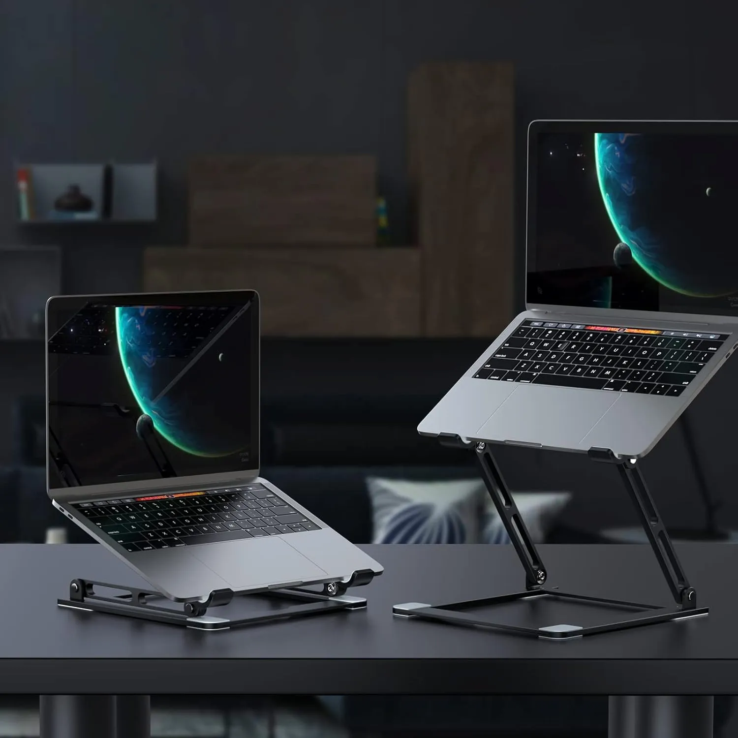 Laptop Stand for Desk, Adjustable Laptop Stand Holder Portable Laptop Riser with Multi-Angle Height Adjustable Computer Stand for MacBook Air/Pro and More Notebooks 10-17.3"-Black