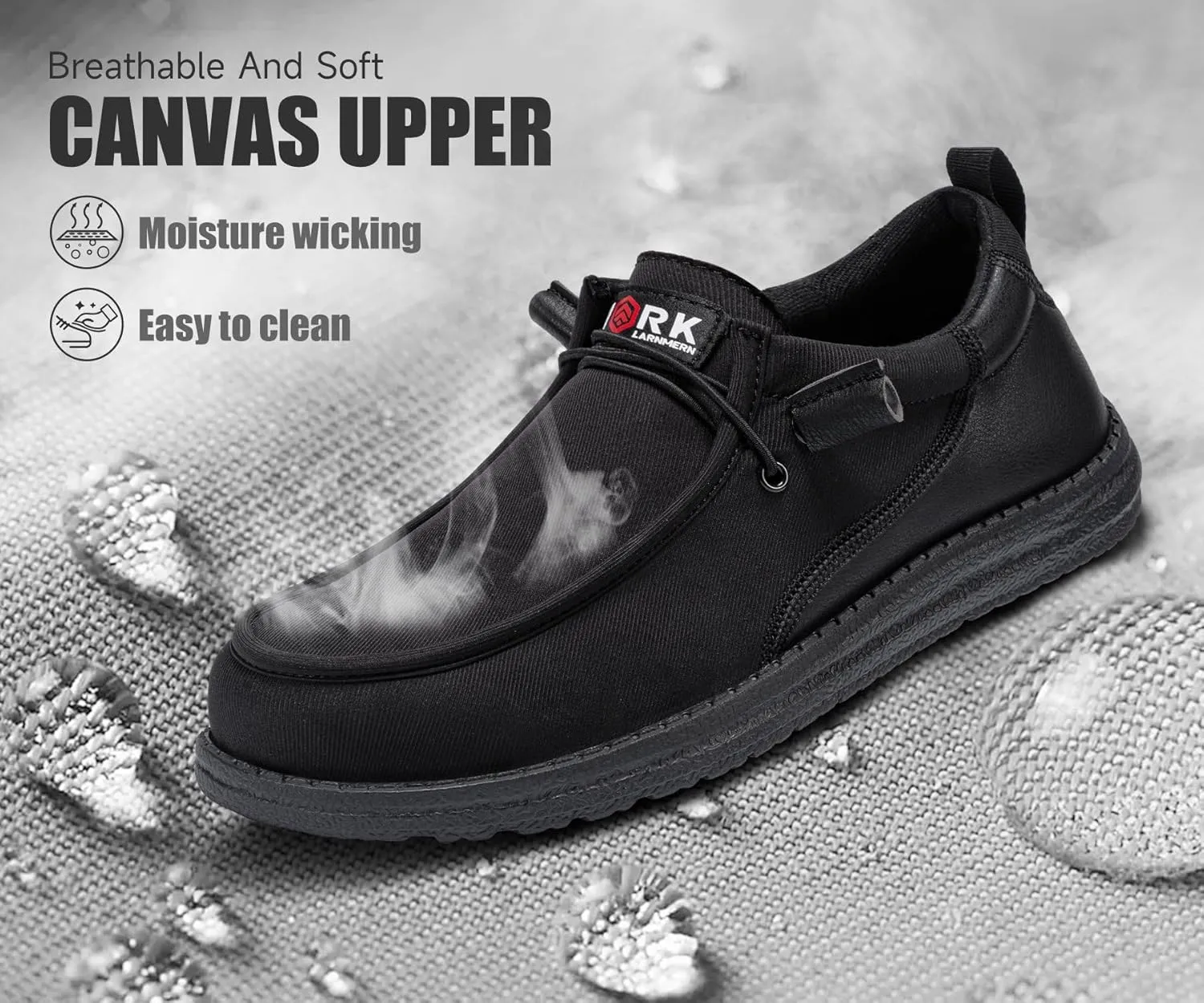 LARNMERN Steel Toe Loafers Women Lightweight Comfortable Slip On Walking Casual Flats Sneakers Work Safety Shoes