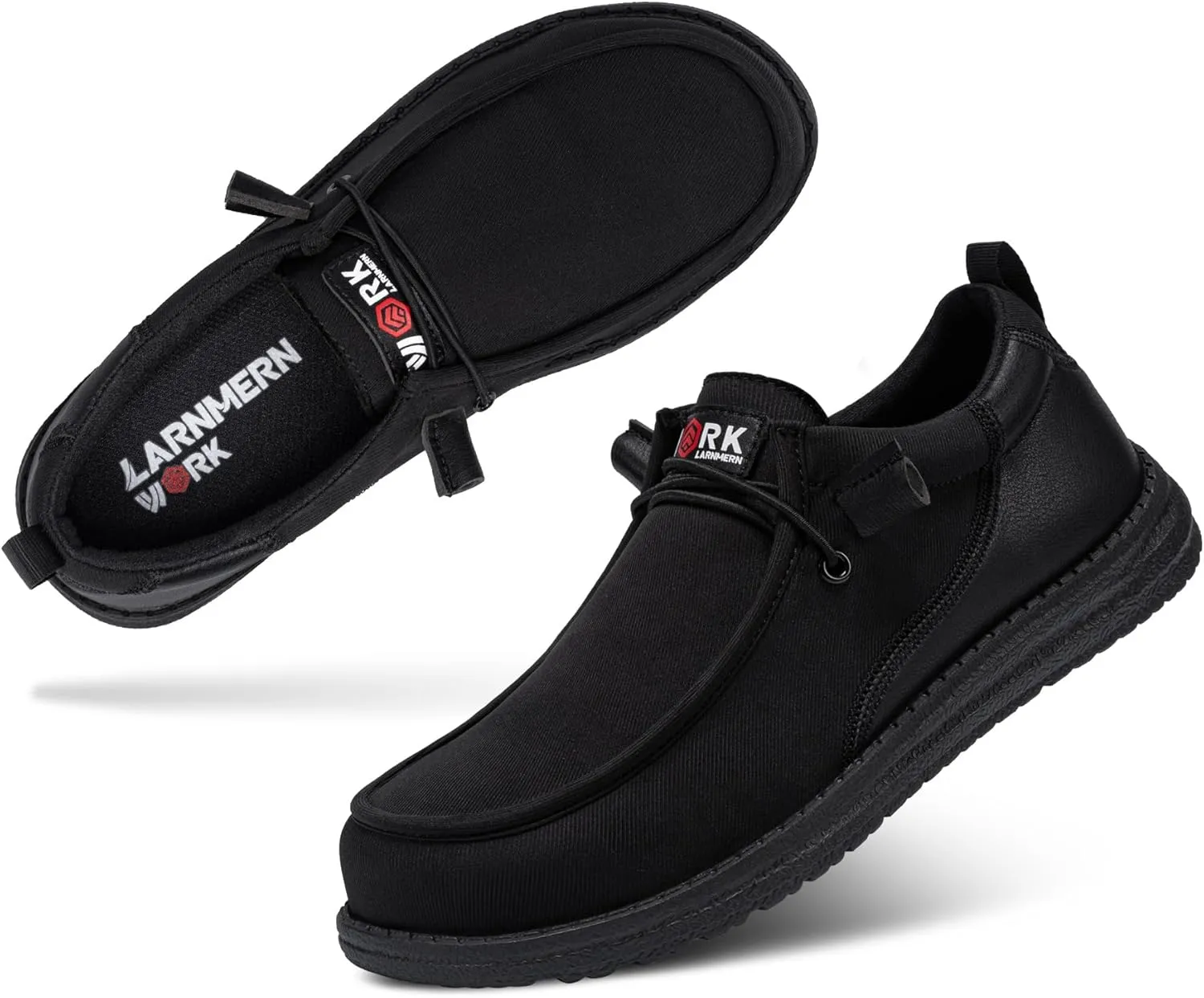 LARNMERN Steel Toe Loafers Women Lightweight Comfortable Slip On Walking Casual Flats Sneakers Work Safety Shoes
