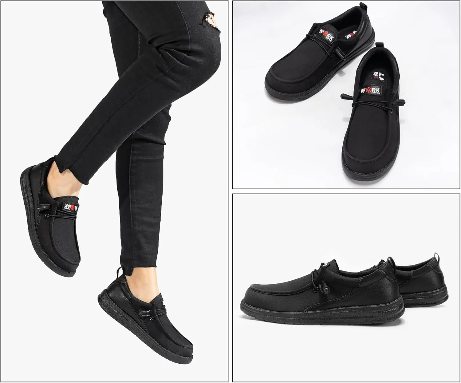 LARNMERN Steel Toe Loafers Women Lightweight Comfortable Slip On Walking Casual Flats Sneakers Work Safety Shoes