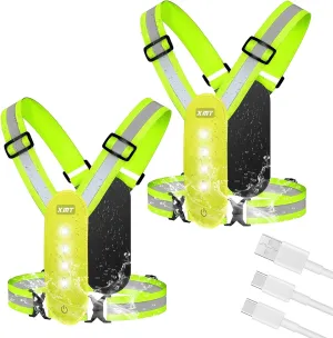 LED Running Vest, High Visibility Rechargeable Adjustable Led Vest with Adjustable Waist and Shoulder, Reflective Cycling Gear Yellow