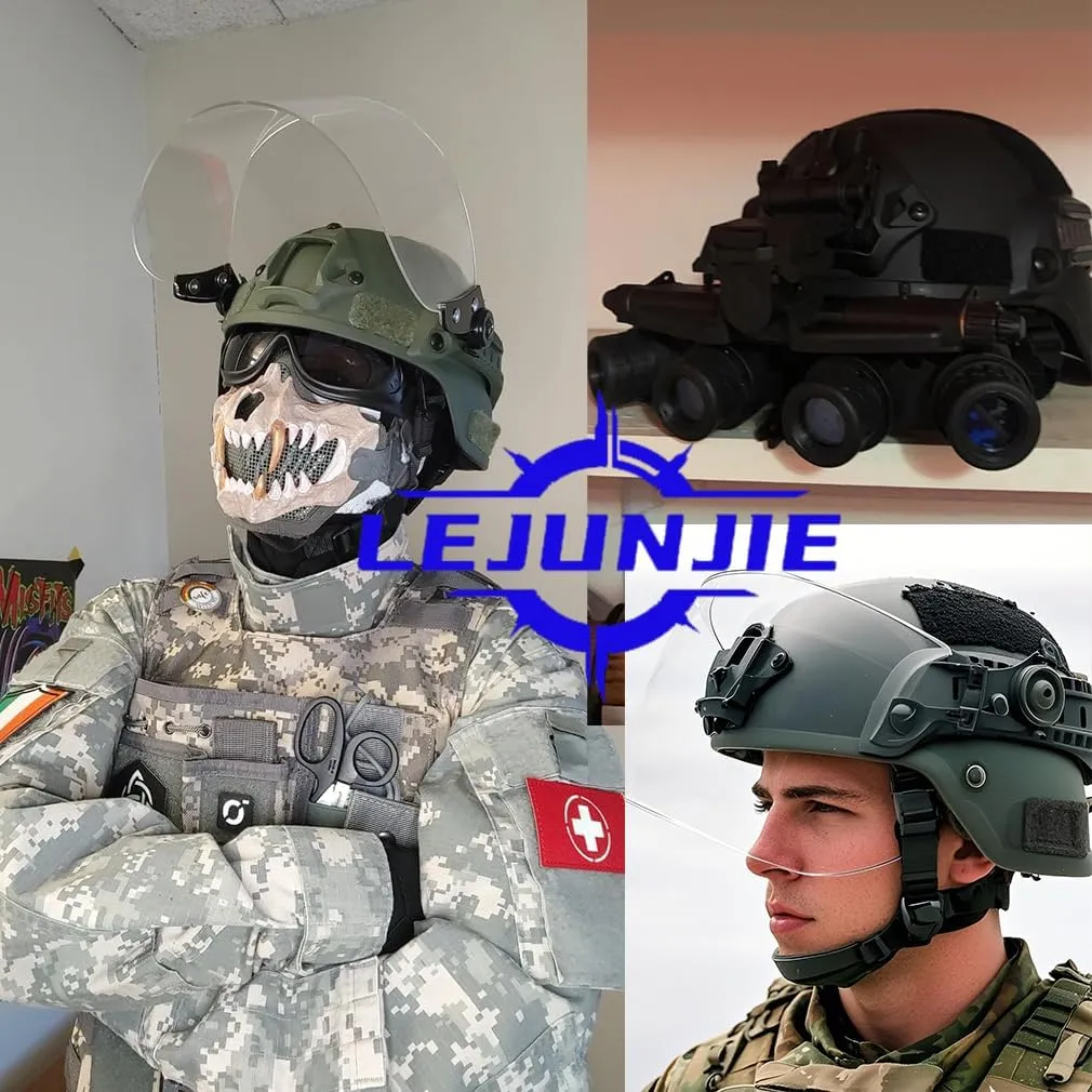 LEJUNJIE Tactical MICH 2000 Fast Helmet with Clear Riot Visor Face Shield Sliding Goggles for Airsoft Paintball CS War Games Outdoor Sports.