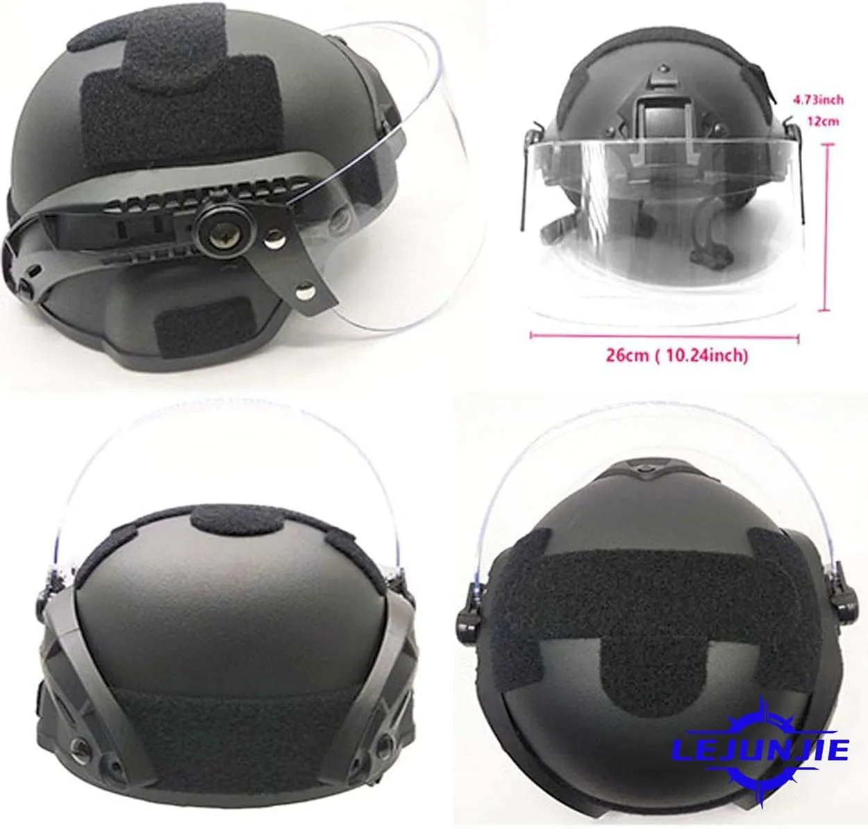 LEJUNJIE Tactical MICH 2000 Fast Helmet with Clear Riot Visor Face Shield Sliding Goggles for Airsoft Paintball CS War Games Outdoor Sports.