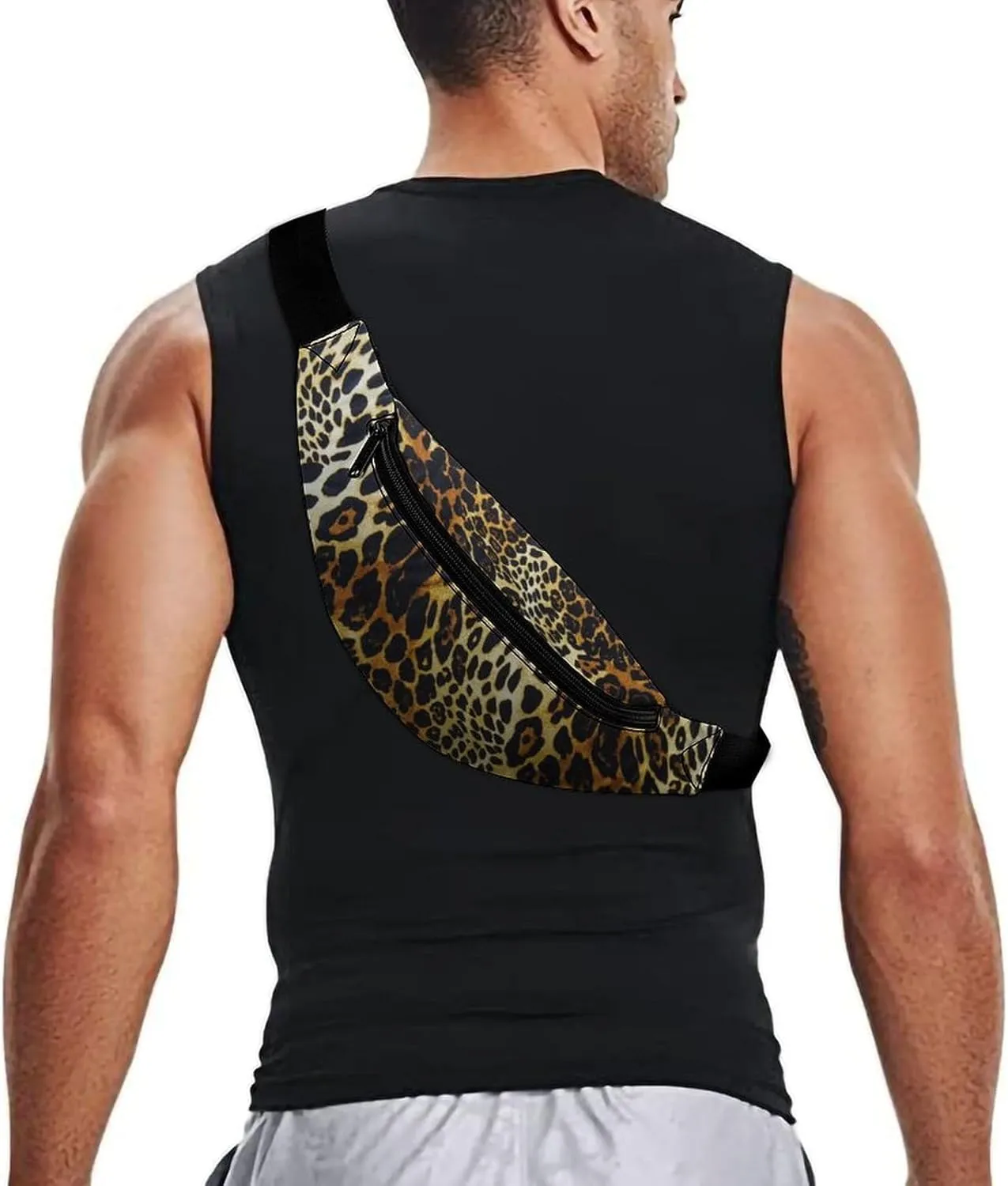 Leopard Skin Large Crossbody Fanny Packfor Women Men Waist Pack for Running with Adjustable Strap for Sports Casual Bag 36 * 15cm