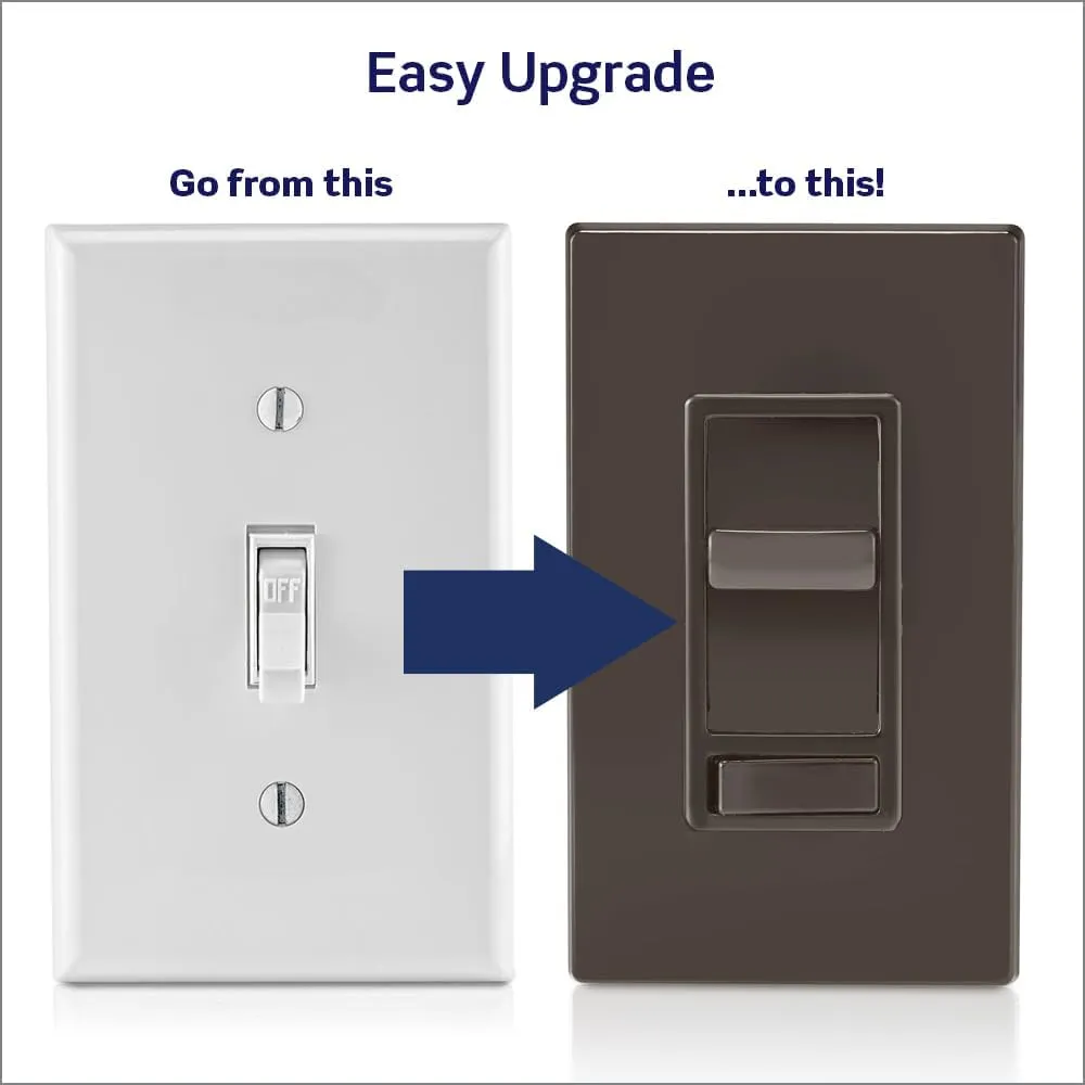 Leviton SureSlide Dimmer Switch for Dimmable LED, Halogen and Incandescent Bulbs, 6674-P0B, Brown