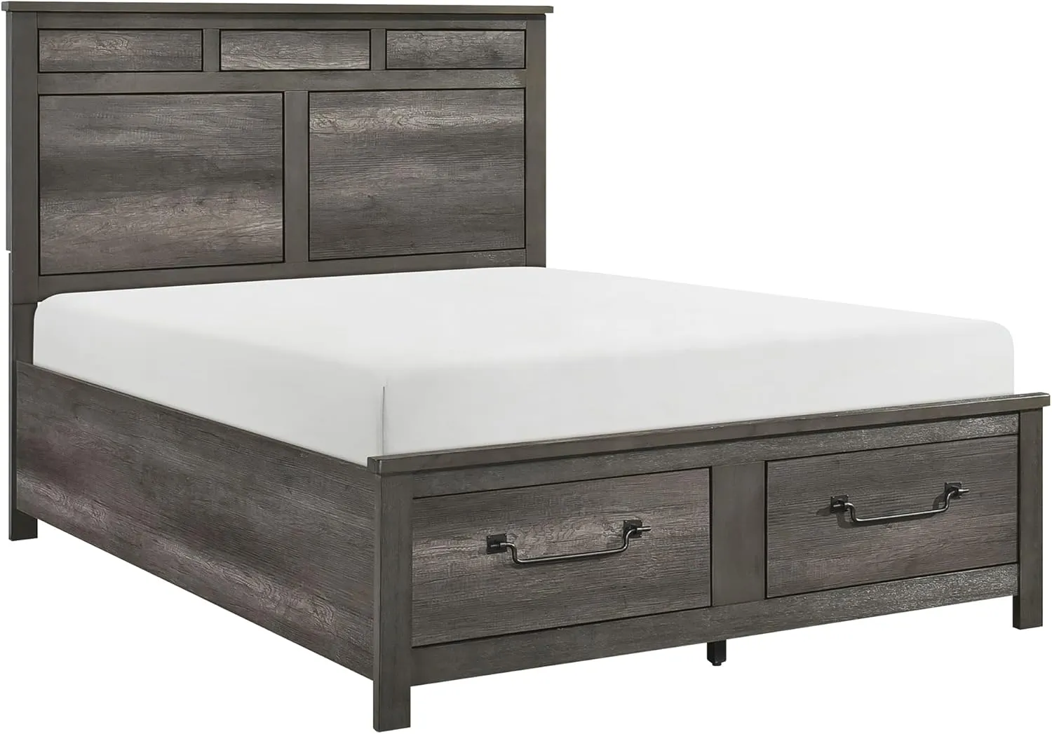 Lexicon Queen Bed Frame with Headboard, Modern Bed Frame, Wood Platform Bed with Footboard and Storage Drawers, Bed Panel Base, No Box Spring Needed, Grey