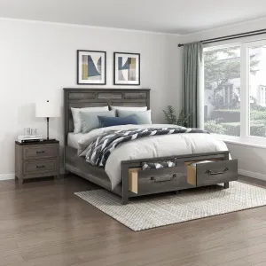Lexicon Queen Bed Frame with Headboard, Modern Bed Frame, Wood Platform Bed with Footboard and Storage Drawers, Bed Panel Base, No Box Spring Needed, Grey