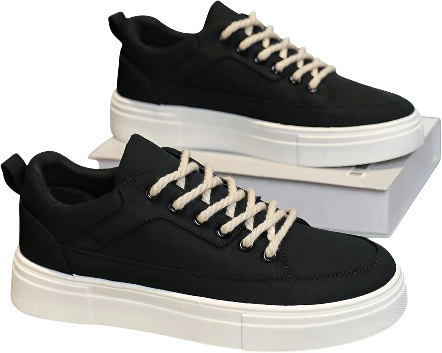 lilaBelle]【Chunky Retro Canvas Shoes Men's Summer Breathable Platform ers, Non-Slip Orthopedic Design with Lightweight Cushion, Multipurpose Footwear for Driving/Travel/Office (UK Size)