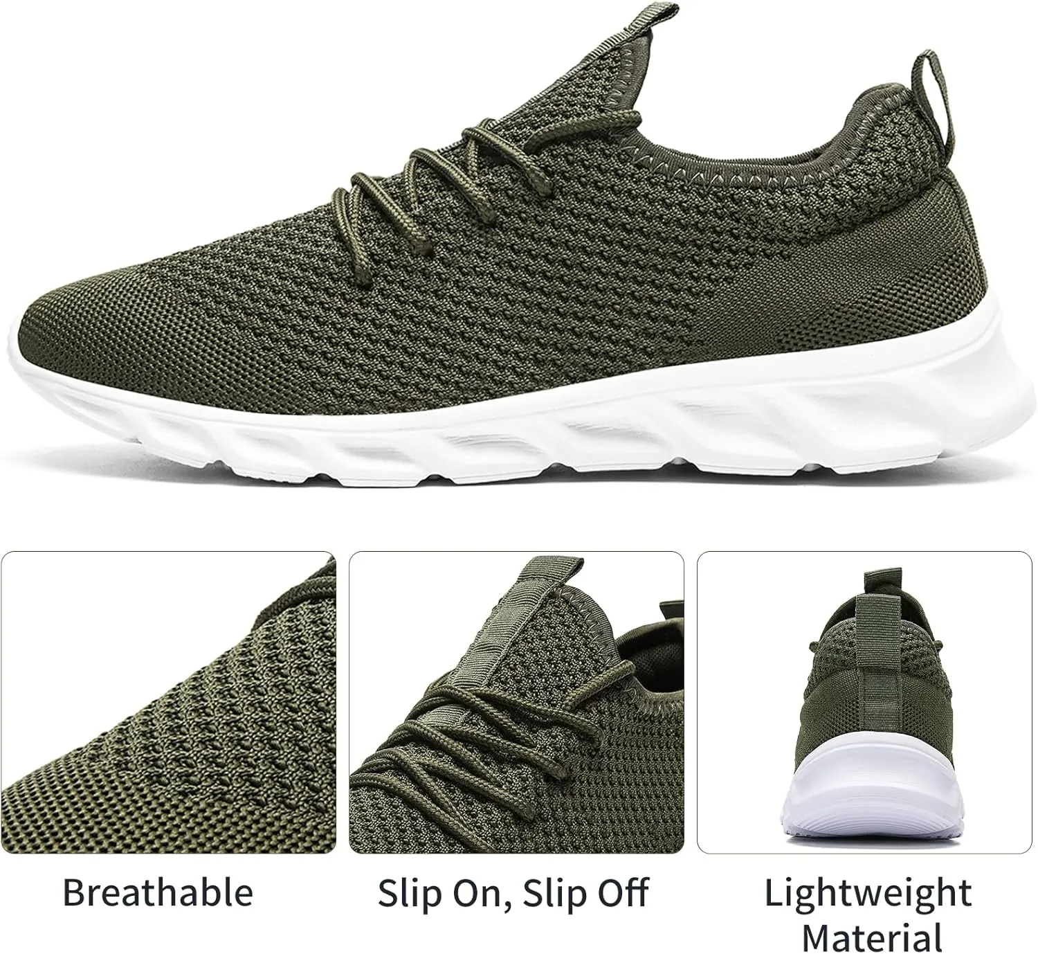 Linenghs Mens Running Shoes Tennis Gym Sneakers Casual Slip On Walking Lightweight Athletic Workout Breathable Fashion Sports Shoes