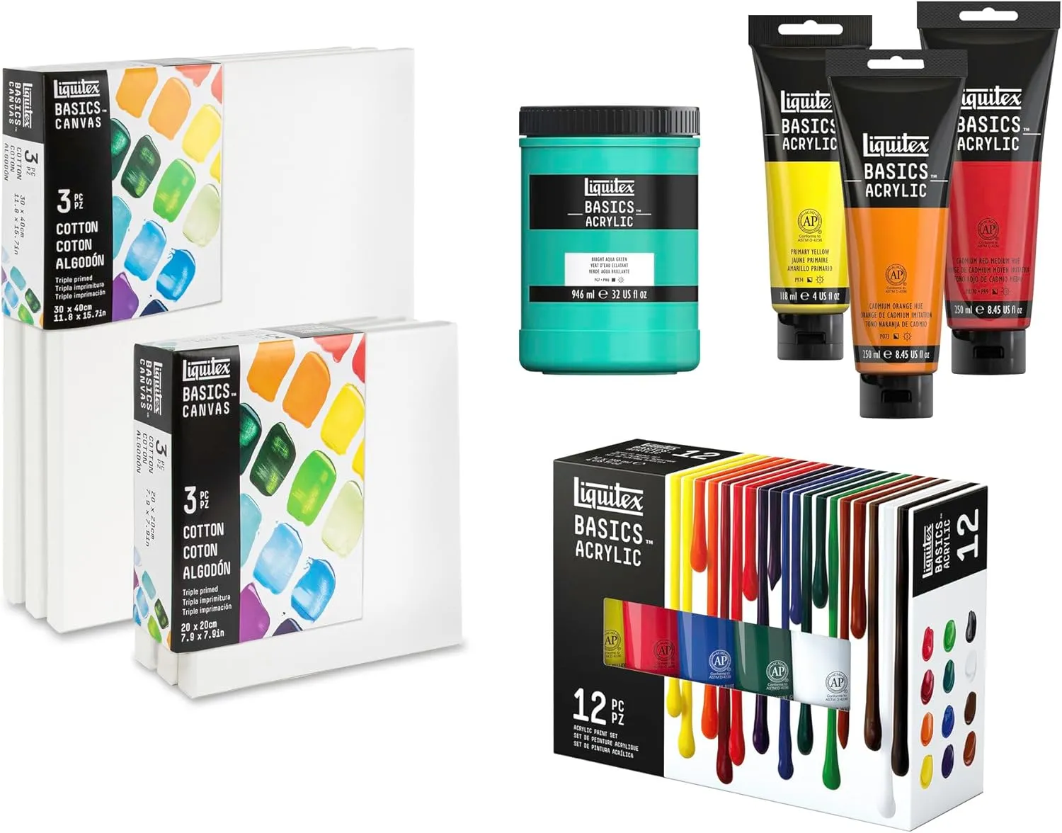 Liquitex BASICS Canvas, 3 pack, 16" x 20"