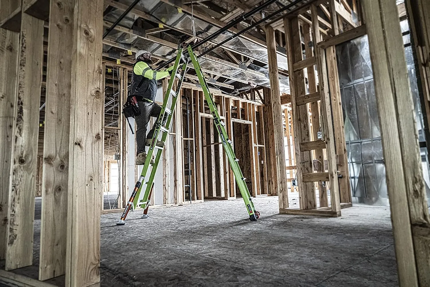 Little Giant Ladder Systems Conquest 2.0 All-Terrain, M22, 22ft, Multi-Position Ladder with Adjustable Outriggers, Fiberglass, Type 1A, 300 lbs Weight Rating, (17102-001)