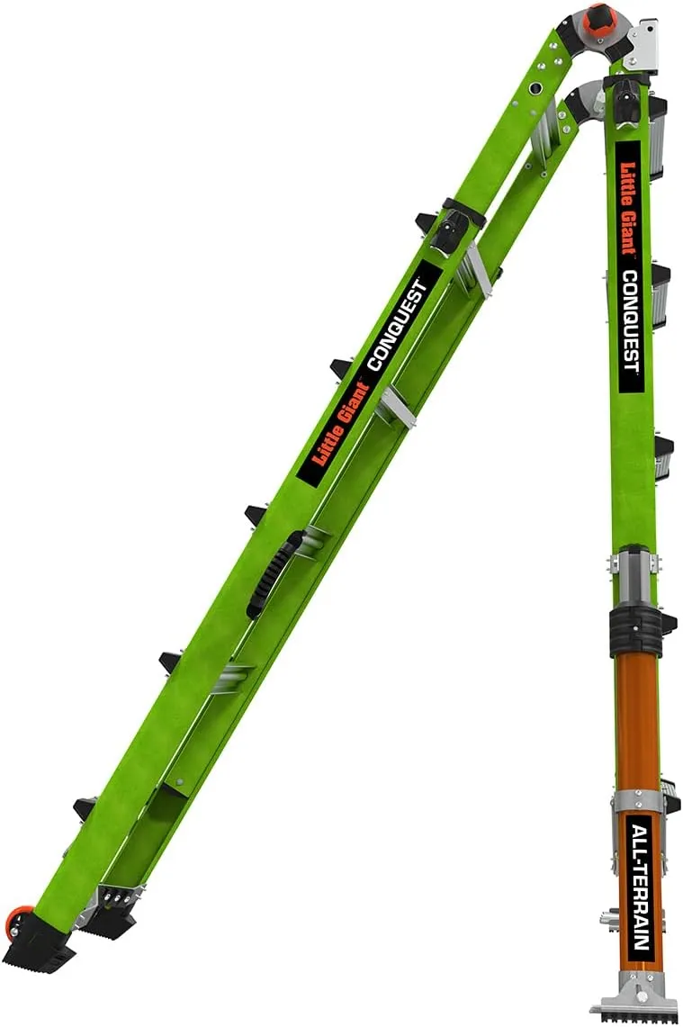 Little Giant Ladder Systems Conquest 2.0 All-Terrain, M22, 22ft, Multi-Position Ladder with Adjustable Outriggers, Fiberglass, Type 1A, 300 lbs Weight Rating, (17102-001)