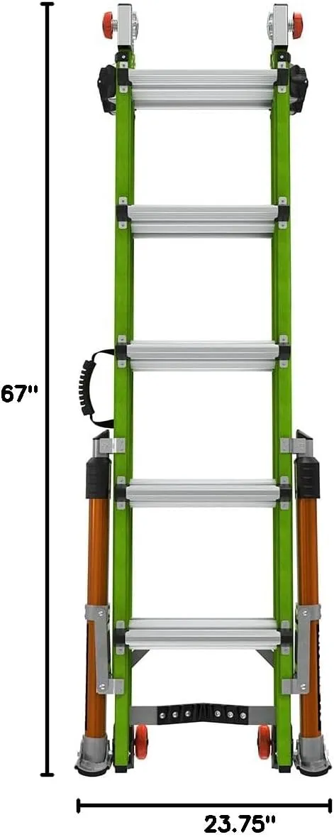 Little Giant Ladder Systems Conquest 2.0 All-Terrain, M22, 22ft, Multi-Position Ladder with Adjustable Outriggers, Fiberglass, Type 1A, 300 lbs Weight Rating, (17102-001)
