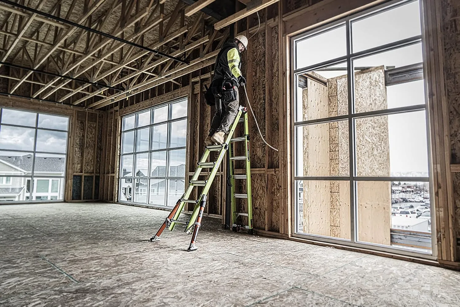 Little Giant Ladder Systems Conquest 2.0 All-Terrain, M22, 22ft, Multi-Position Ladder with Adjustable Outriggers, Fiberglass, Type 1A, 300 lbs Weight Rating, (17102-001)