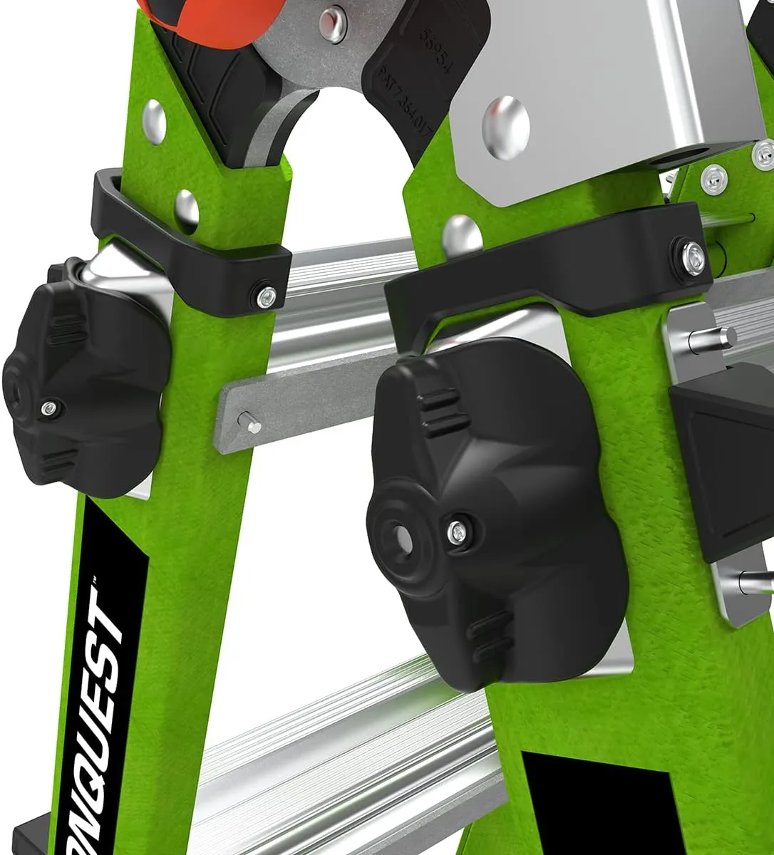 Little Giant Ladder Systems Conquest 2.0 All-Terrain, M22, 22ft, Multi-Position Ladder with Adjustable Outriggers, Fiberglass, Type 1A, 300 lbs Weight Rating, (17102-001)