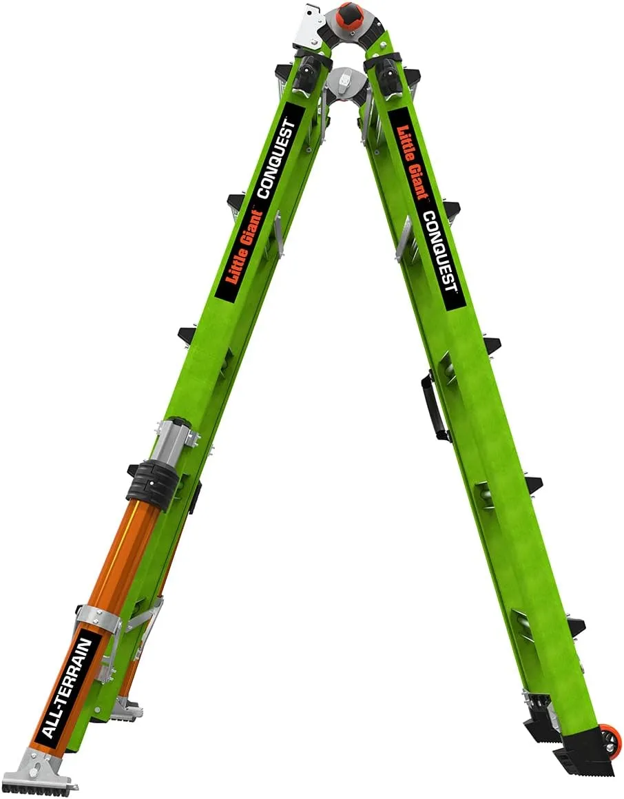 Little Giant Ladder Systems Conquest 2.0 All-Terrain, M22, 22ft, Multi-Position Ladder with Adjustable Outriggers, Fiberglass, Type 1A, 300 lbs Weight Rating, (17102-001)