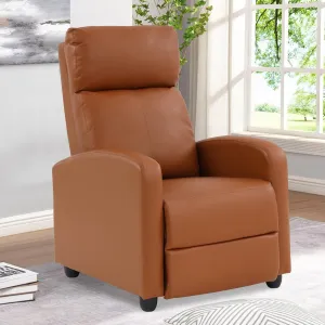 Living Room Recliner Chair Modern Reclining Easy Lounge Winback Single Sofa Reading Chair PU Leather Home Theater Seating Adjustable Accent Armchair w/Thick Seat Cushion & Backrest, Tan