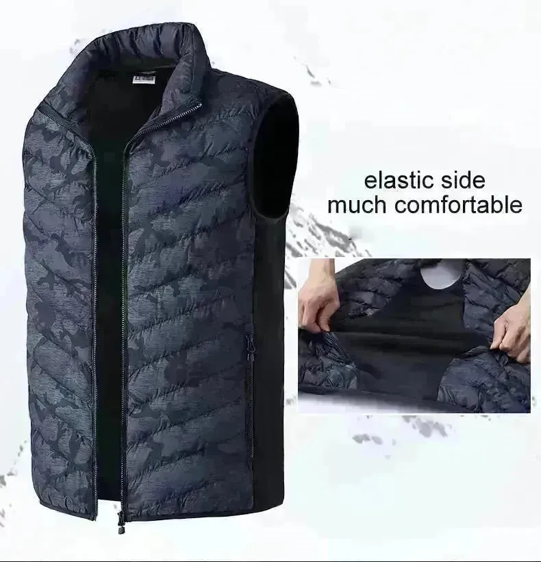 LoClimb Men's Camouflage USB Heated Vest Sleeveless Jacket for Hiking Skiing