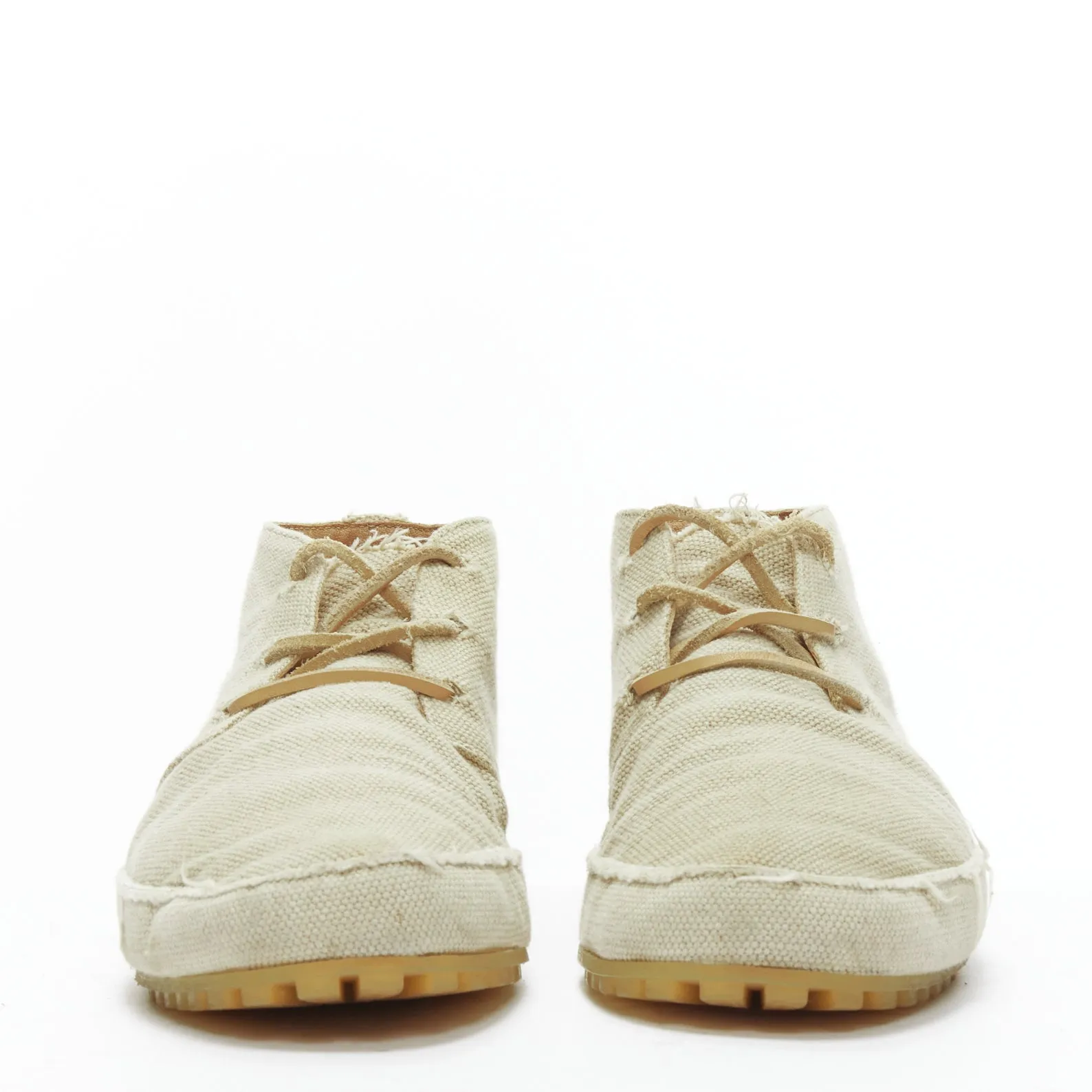 MAISON MARGIELA beige canvas leather lace up espadrille boots EU39
