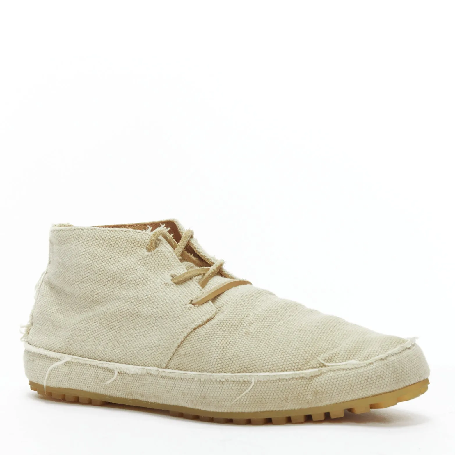 MAISON MARGIELA beige canvas leather lace up espadrille boots EU39