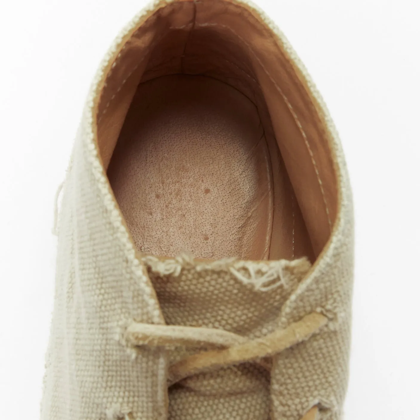 MAISON MARGIELA beige canvas leather lace up espadrille boots EU39