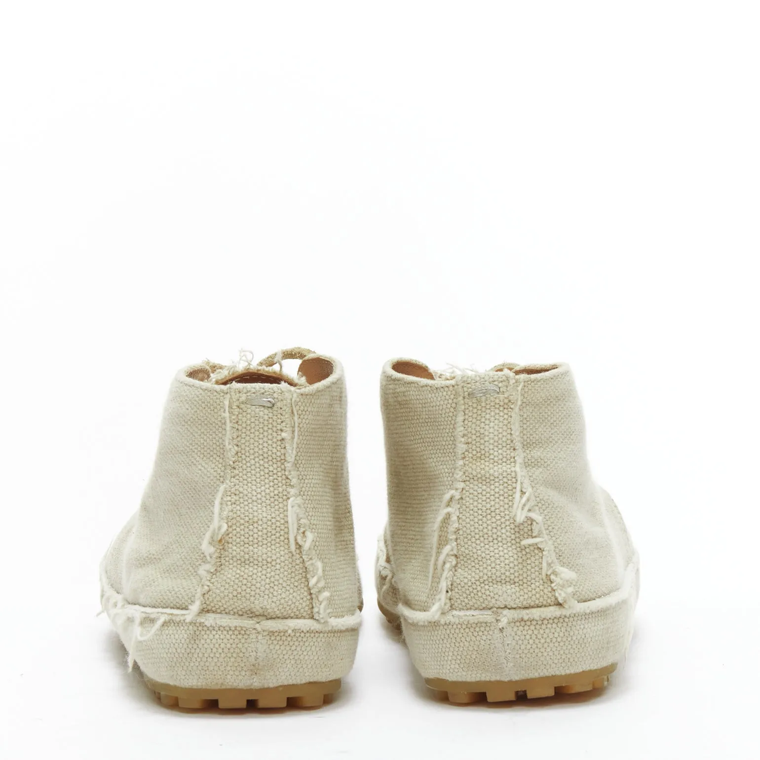 MAISON MARGIELA beige canvas leather lace up espadrille boots EU39