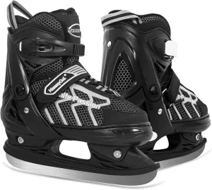 MammyGol Adjustable Ice Skating for Kids, Boys and Girls, Gray Ice Skates Size Medium Hockey Lace-Up Ice Skate for Beginner