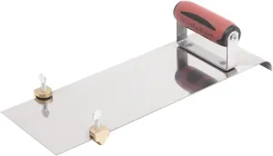 MARSHALLTOWN Stainless Steel Hand Edger with Adjustable Groover, Concrete, Curved, 14 Inch by 5 Inch, 1/2 Inch Edger Radius, 1/2 Inch Bit Depth, DuraSoft Handle, Made in the USA, 3489D