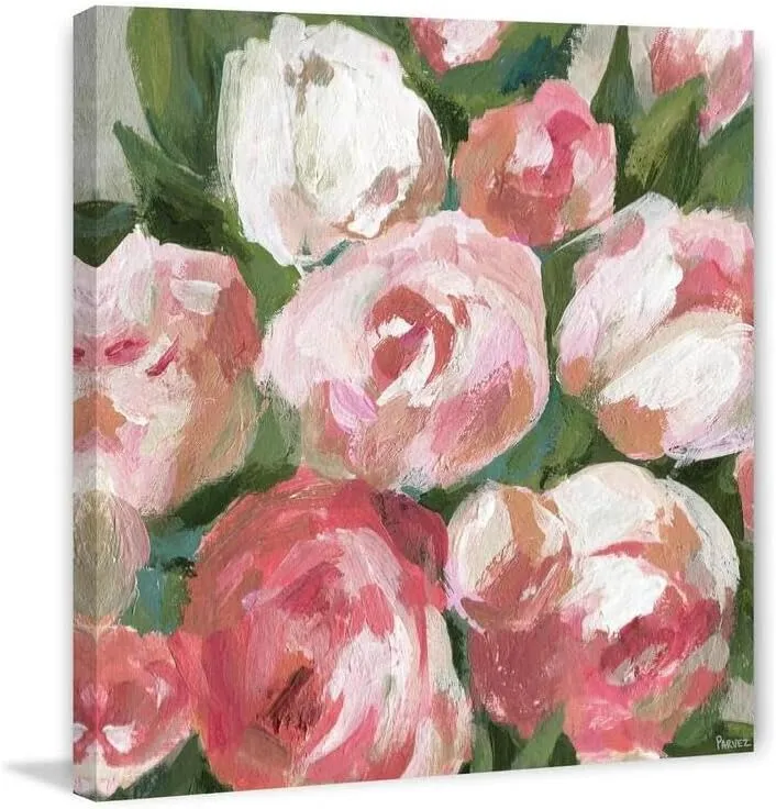 Medieval Moods Pink Zoom Painting Print on Wrapped Canvas, 18" x 18", Modern Handmade Canvas Art Decor - Unique and Chic Wall Prints for Contemporary Spaces