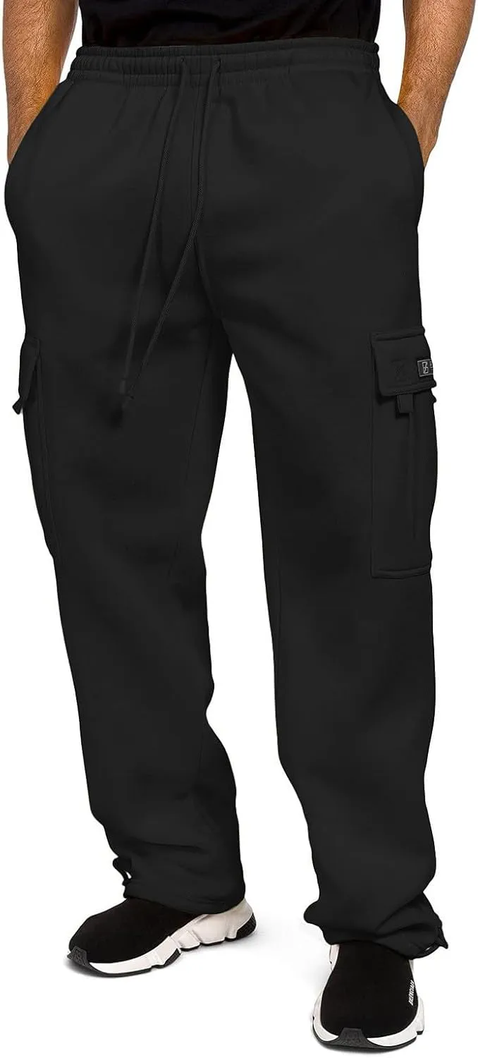 Men Cargo Combat Work Pant Gym Running Jogger Plain Stretch Sweat Pants Loose Linen Track Lounge Pants