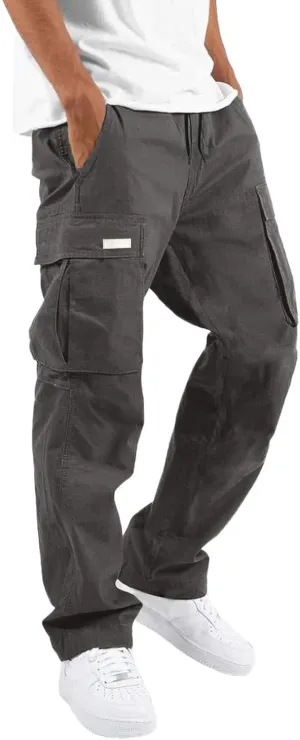 Men Pants Casual Fashion Jogger Active Wear Sweatpants Straight Leg Cargo Combat Pant