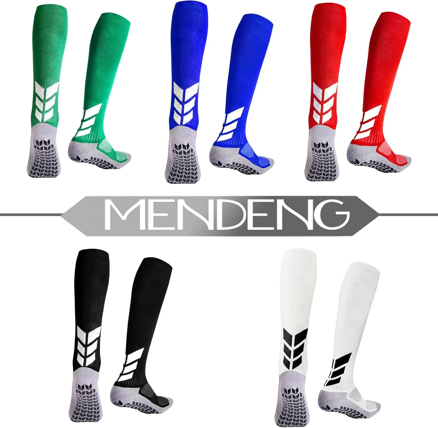 MENDENG Knee High Non-Slip Soccer Socks for Men & Women - Football, Basketball, Hockey Sports Grip Socks
