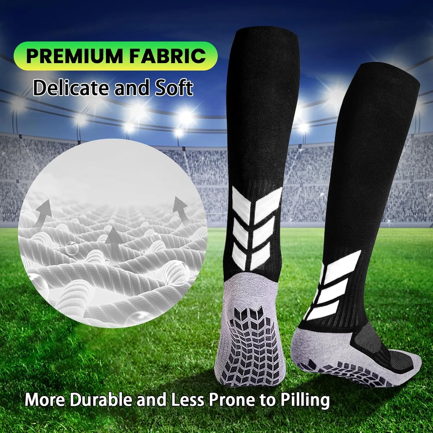 MENDENG Knee High Non-Slip Soccer Socks for Men & Women - Football, Basketball, Hockey Sports Grip Socks