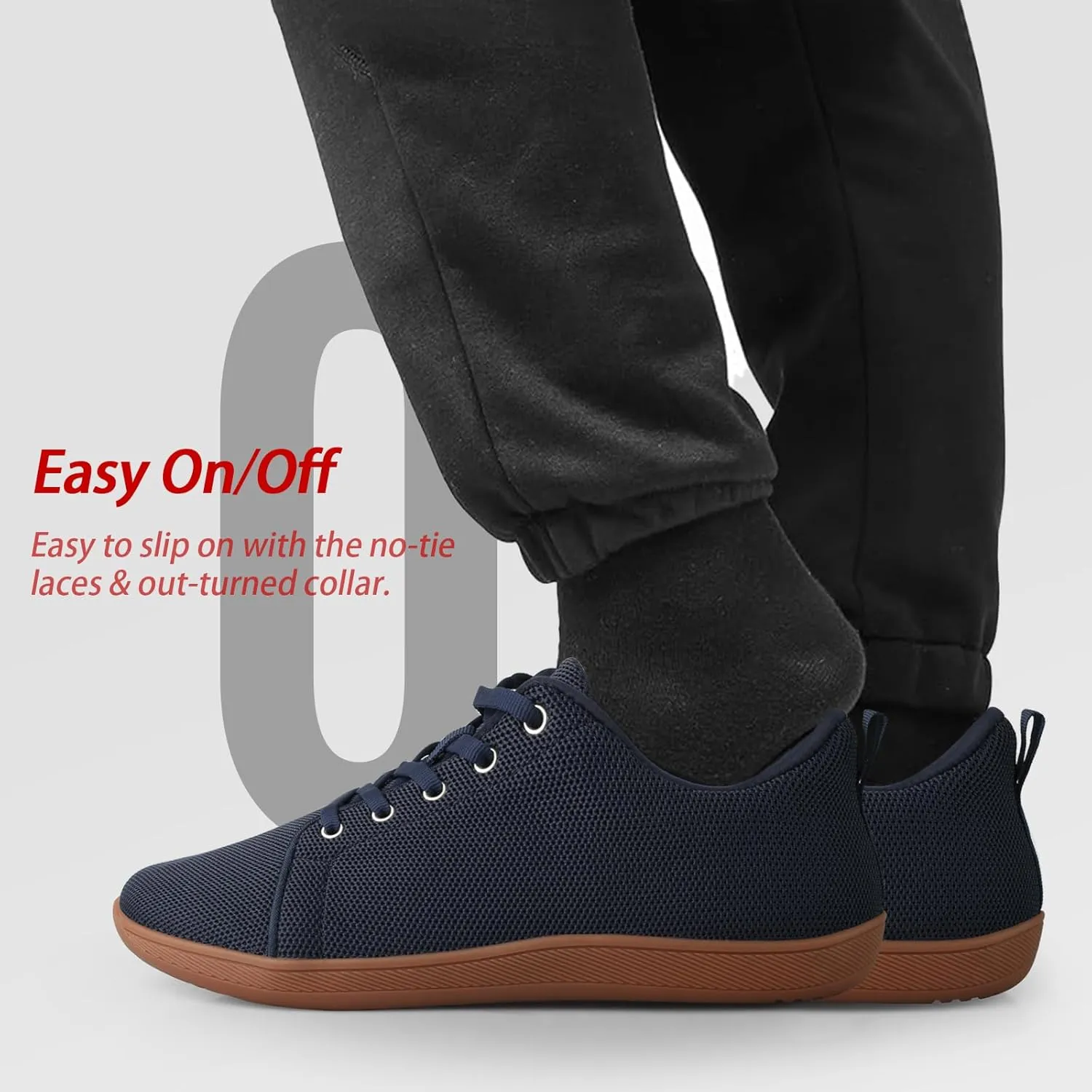 Men's Barefoot Shoes Minimalist Slip on Cross-Trainer Shoes Wide Toe Walking Shoes Zero Drop Sole Trail Running Sneakers Gym Workout Casual