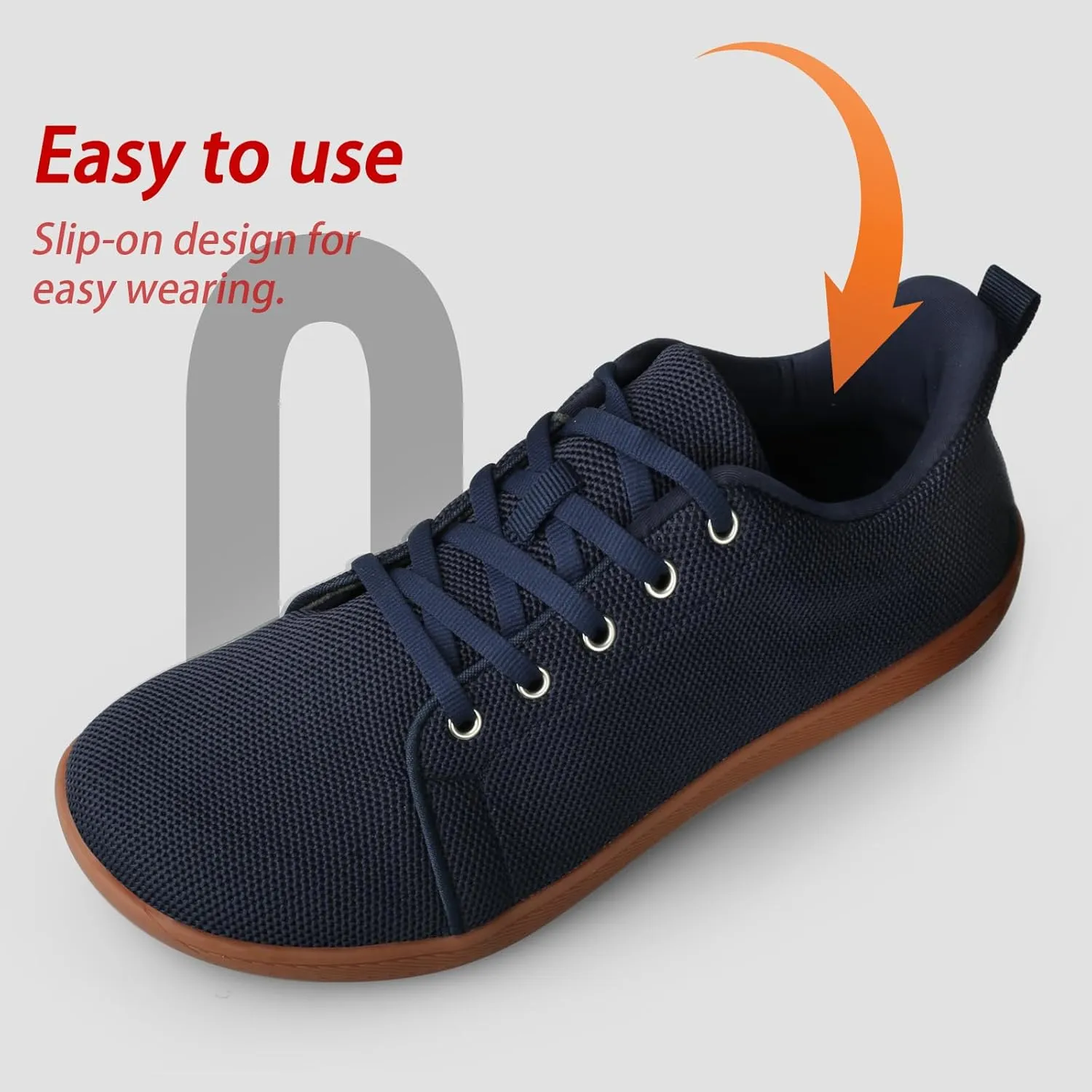 Men's Barefoot Shoes Minimalist Slip on Cross-Trainer Shoes Wide Toe Walking Shoes Zero Drop Sole Trail Running Sneakers Gym Workout Casual