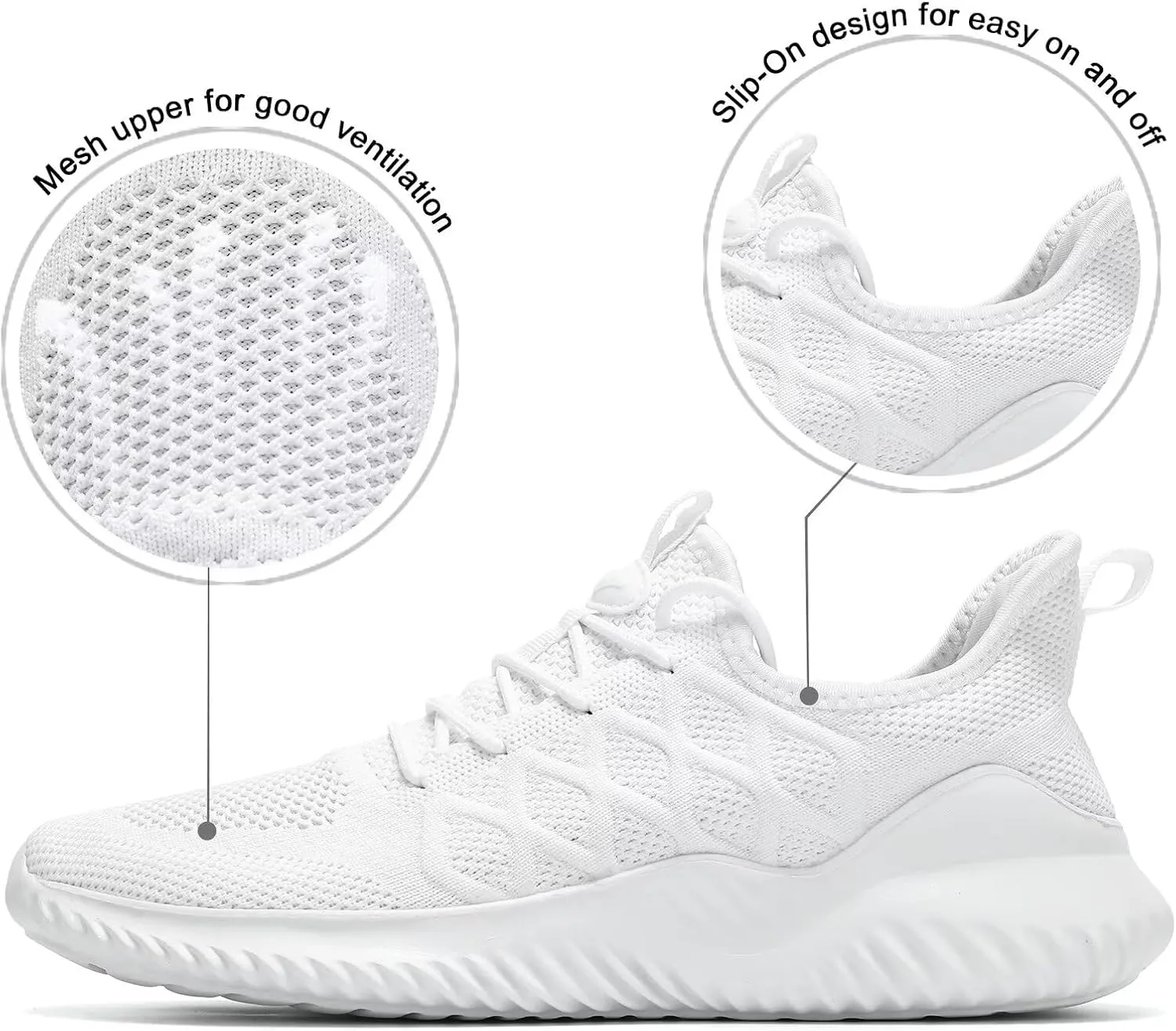 Mens Running Shoes Slip-on Walking Tennis Sneakers Mesh Lightweight Breathable Casual Soft Sole Work Shoes