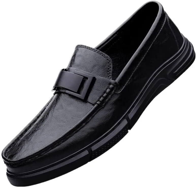 Men's Slip-On Dress Shoes Classic Pointed Toe Low Top Leather Oxfords Shoes Comfort Tuxedo Formal Derby Shoes for Men(Black,7.5)