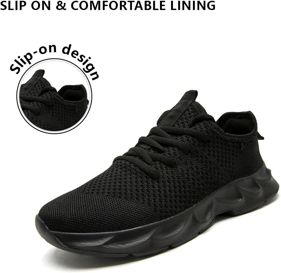 Mens Walking Shoes Running Trainers Sneakes Athletic Gym Fitness Sport Shoes Non Slip Breathable Mesh Comfortable Workout Fashion Slip On