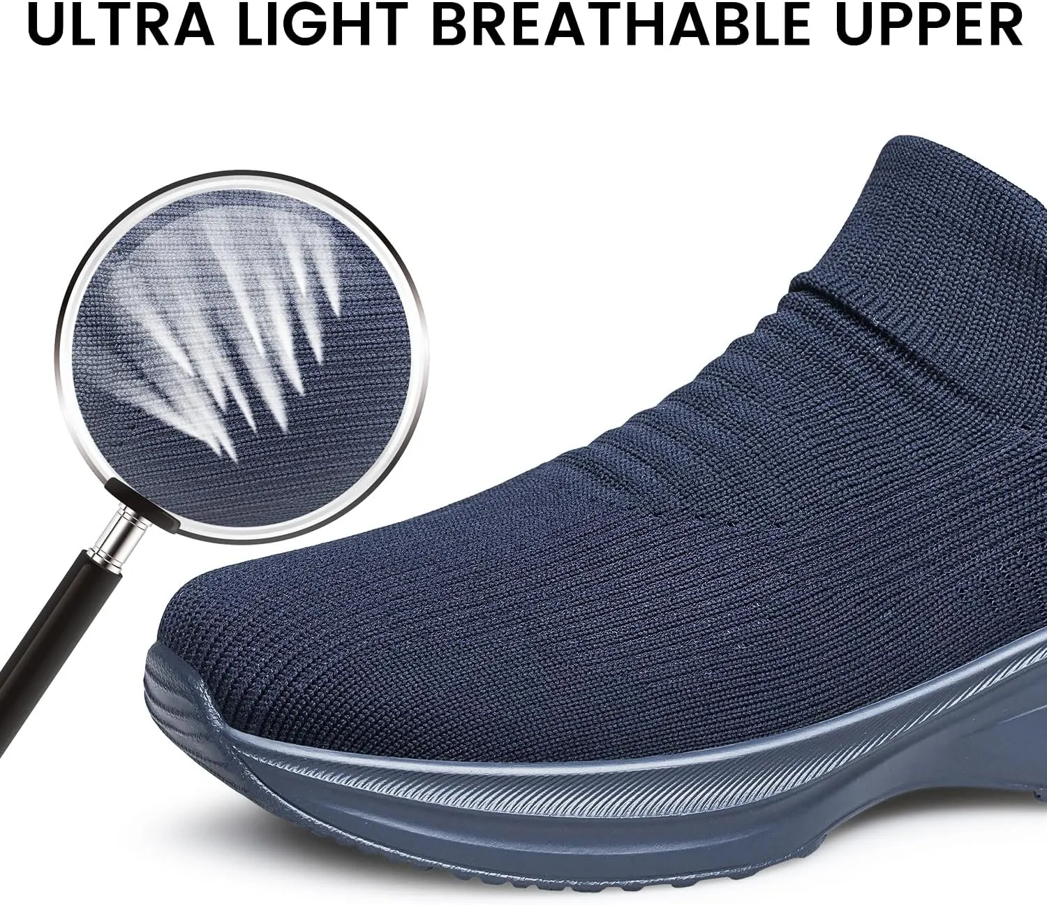 Mens Walking Shoes Sock Casual Fashion Sneakers Comfortable Slip On Air Cushion Workout Athletic Gym Running Shoes