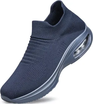 Mens Walking Shoes Sock Casual Fashion Sneakers Comfortable Slip On Air Cushion Workout Athletic Gym Running Shoes