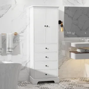 Merax Bathroom Cabinet with Doors and Drawers, Tall Storage Pantry for Home Kitchen, Adjustable Shelf,