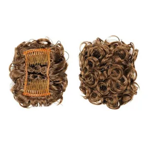 Messy Bun Hair Piece with Combs Curly Bun Extensions, Synthetic, Fluffy Wavy Hair Scrunchie Updo Short Chignon Hairpiece for Women Daily Light Brown