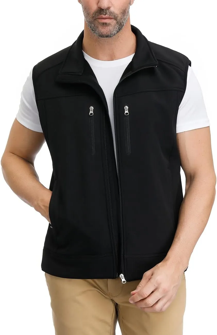 MOHEEN Men's Fleece Vest Outdoor Full Zip Softshell Sleeveless Jacket with Pockets
