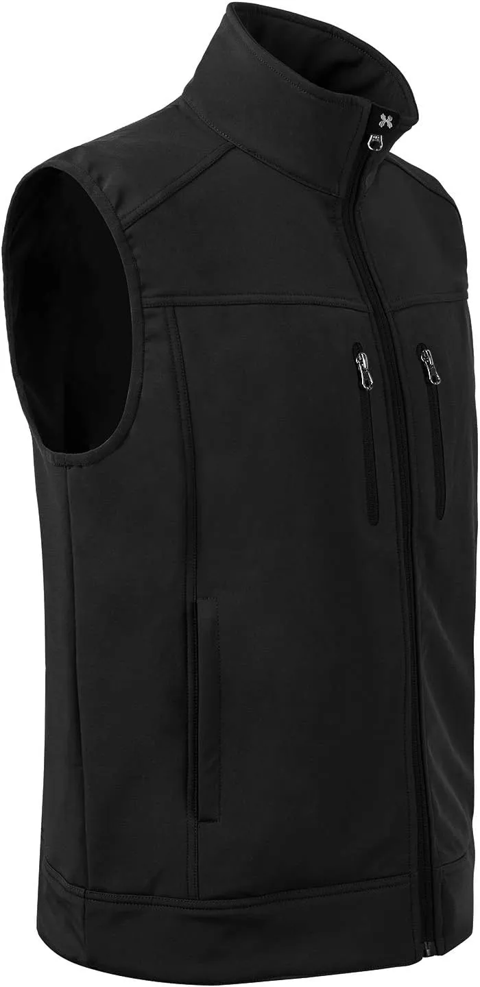 MOHEEN Men's Fleece Vest Outdoor Full Zip Softshell Sleeveless Jacket with Pockets