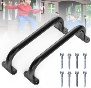 Monkey Bars for Kids Safety Indoor,Outdoor Playground Grab Handles for Backyard,Playset Handle Accessories for Playhouse,Jungle Gym,Rock Climbing Wall Holds,Treehouse Slide-Black,13 in -2 Pcs
